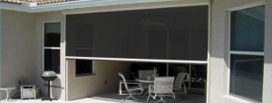 Motorized Exterior Shade System. Designed for exterior applications. Components, aluminum fascia and exterior aluminum side tracks. Role tube made of roll formed galvanized steel. shy zip track system, Somfy RTS motor system